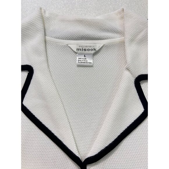 Misook White & Black Acrylic Blazer Jacket With 3/4 Sleeves Womens Large - Picture 4 of 4